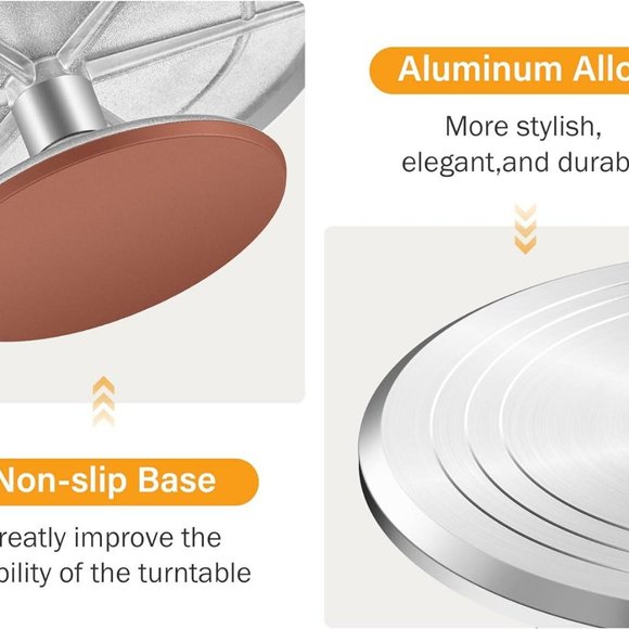 Rotating Cake Turntable 12'' Alloy Revolving Cake Stand with Non-Slipping - Picture 3 of 12